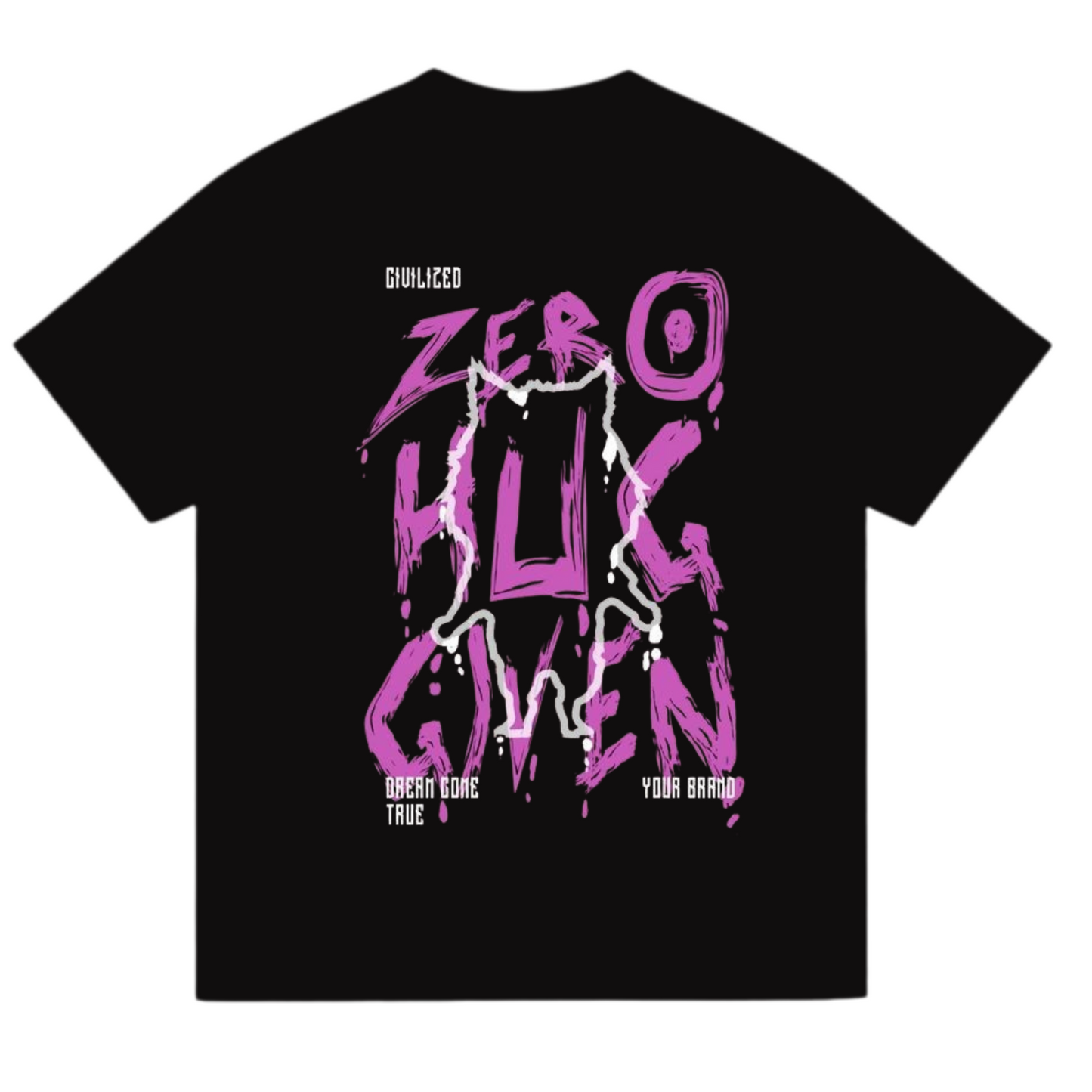 "zero hug given" oversized tee